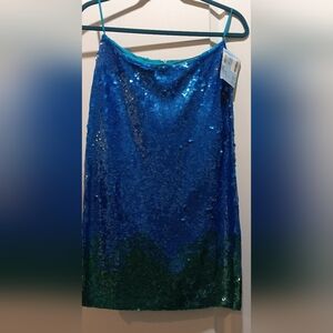 French Connection Blue and Green Sequin Dress Size 2